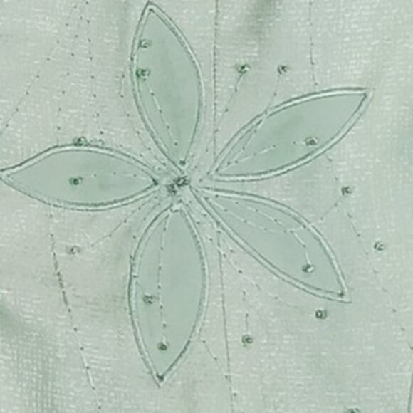 Vintage Adrianna Papell Silk Blazer Mint Green jacket Floral Embroidered Size 12 - Picture 6 of 9